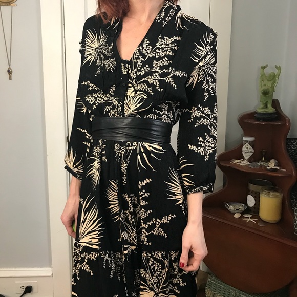 Ba&sh Black Floral Button Down Maxi Folk Dress - Picture 12 of 14